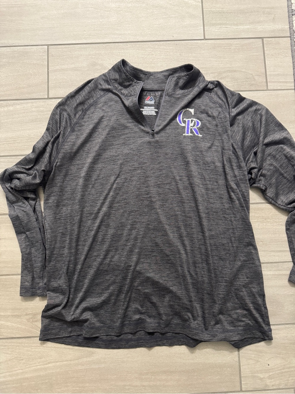 Majestic Colorado Rockies Charcoal Gray Quarter-Zip Pullover